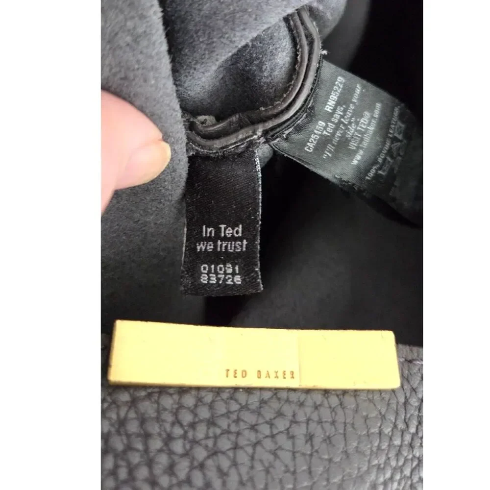 Ted Baker London Candiee Pebbled Leather Charcoal Grey Hobo Bag Gold Hardware